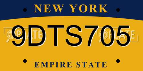 9DTS705 New York License Plate