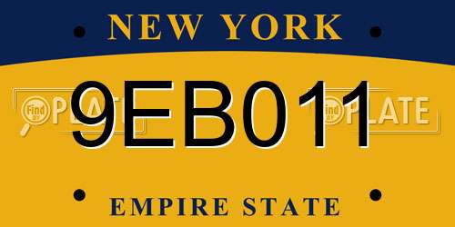9EB011 New York License Plate