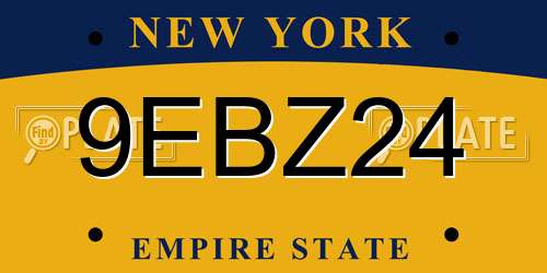 9EBZ24 New York License Plate