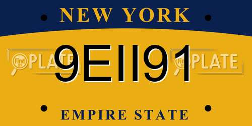 9EII91 New York License Plate