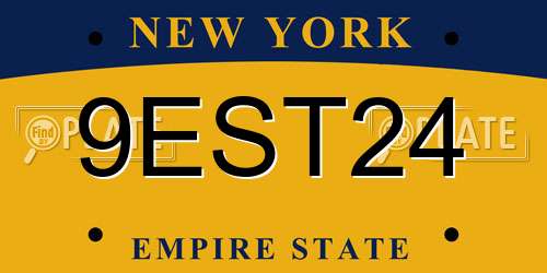 9EST24 New York License Plate