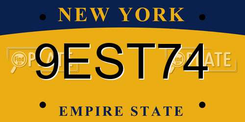 9EST74 New York License Plate