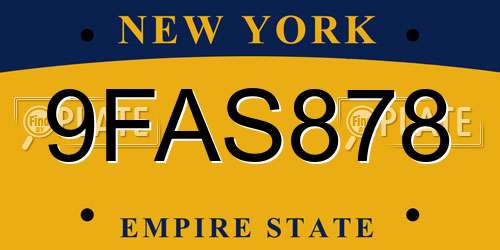 9FAS878 New York License Plate