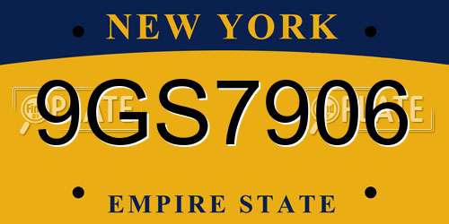 9GS7906 New York License Plate