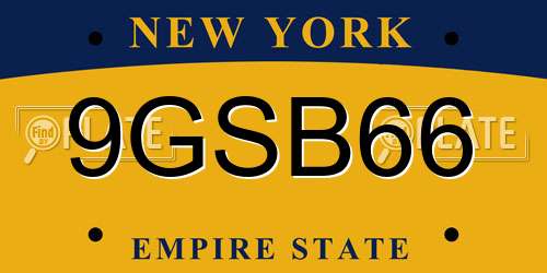 9GSB66 New York License Plate