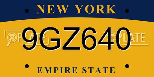 9GZ640 New York License Plate