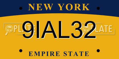 9IAL32 New York License Plate
