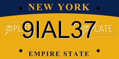 9IAL37 New York License Plate