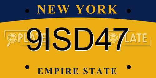 9ISD47 New York License Plate