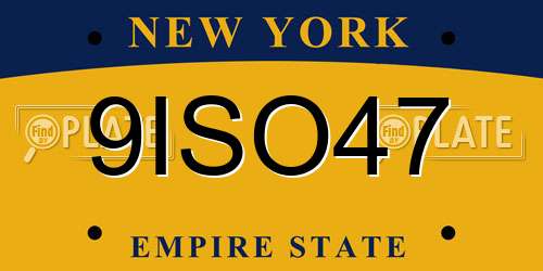 9ISO47 New York License Plate