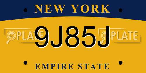 9J85J New York License Plate