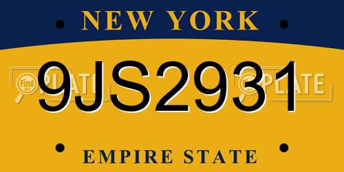 9JS2931 New York License Plate