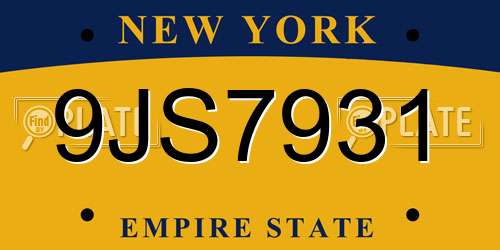 9JS7931 New York License Plate