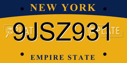 9JSZ931 New York License Plate