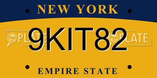 9KIT82 New York License Plate
