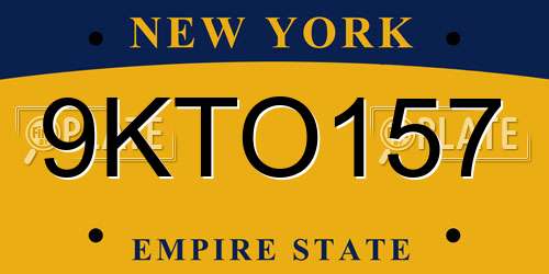 9KTO157 New York License Plate