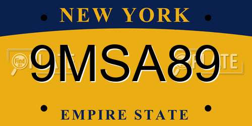 9MSA89 New York License Plate