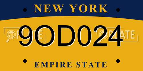 9OD024 New York License Plate