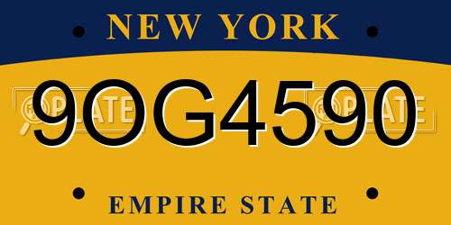 9OG4590 New York License Plate
