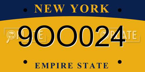 9OO024 New York License Plate