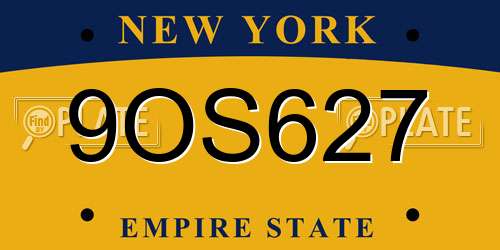 9OS627 New York License Plate
