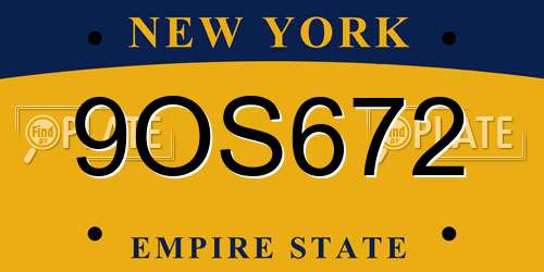9OS672 New York License Plate