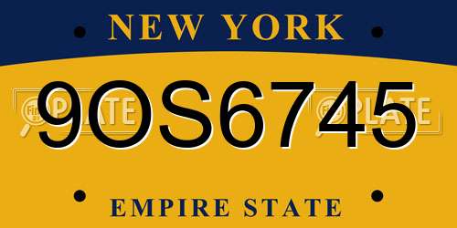 9OS6745 New York License Plate