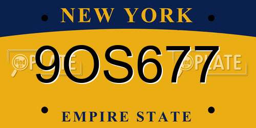 9OS677 New York License Plate