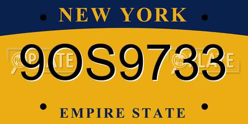 9OS9733 New York License Plate