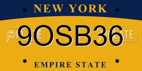 9OSB36 New York License Plate
