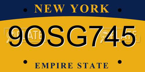 9OSG745 New York License Plate