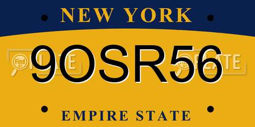 9OSR56 New York License Plate