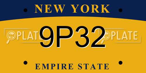 9P32 New York License Plate