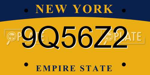 9Q56Z2 New York License Plate