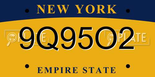 9Q95O2 New York License Plate