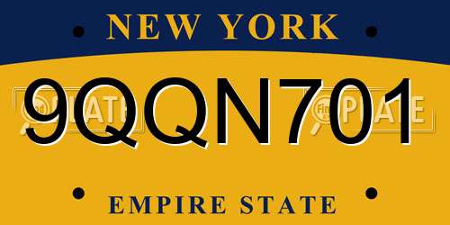 9QQN701 New York License Plate