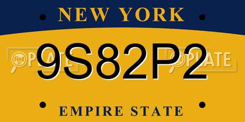 9S82P2 New York License Plate