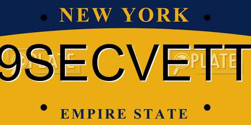 9SECVETT New York License Plate