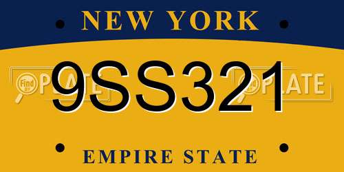 9SS321 New York License Plate