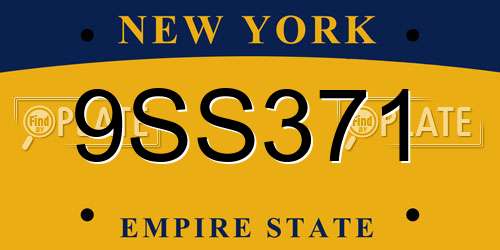 9SS371 New York License Plate