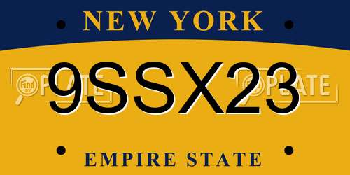 9SSX23 New York License Plate