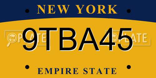 9TBA45 New York License Plate