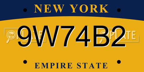 9W74B2 New York License Plate