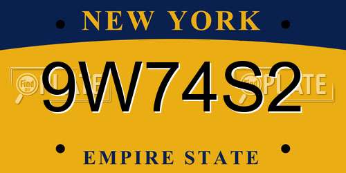 9W74S2 New York License Plate