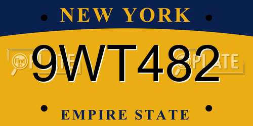 9WT482 New York License Plate