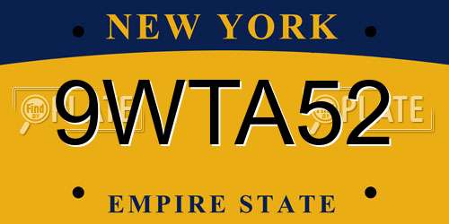 9WTA52 New York License Plate