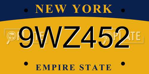 9WZ452 New York License Plate