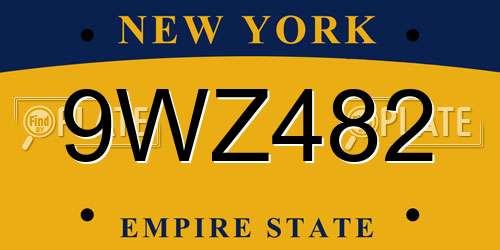 9WZ482 New York License Plate
