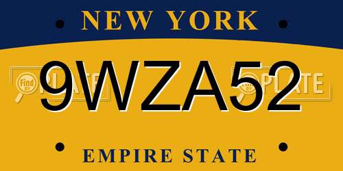 9WZA52 New York License Plate