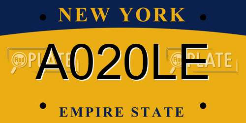 A020LE New York License Plate